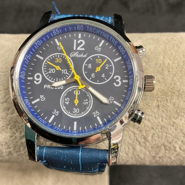Vintage Wokai quartz wristwatch with a blue dial and chronograph.