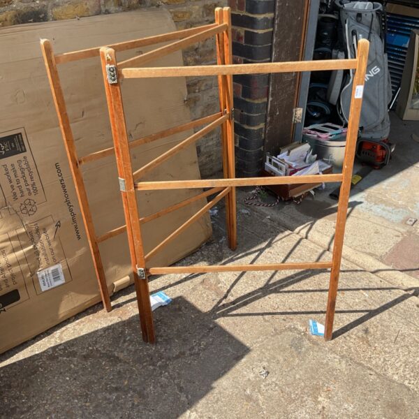 Vintage wooden clothes airer, a folding laundry drying rack.