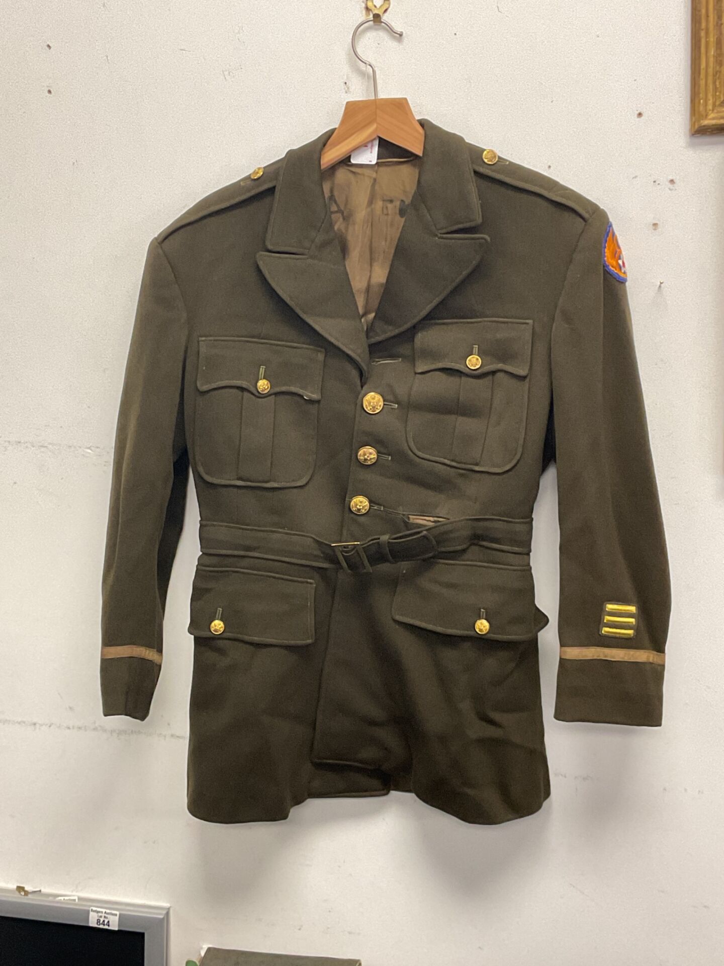 820 Ww2 moss bros london Us Army Airforce officers class A service tunic With 8th airforce patchand three years service stripes