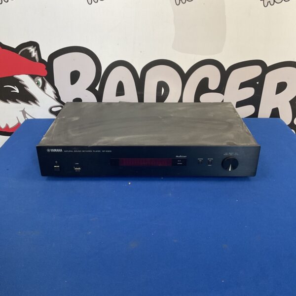 Yamaha NP-S303 network player front view, silver finish.