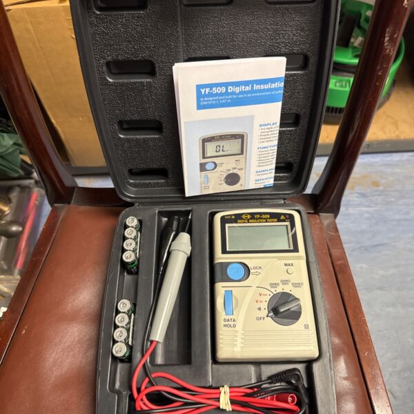 Yu Fong YF-509 digital insulation tester with display screen.