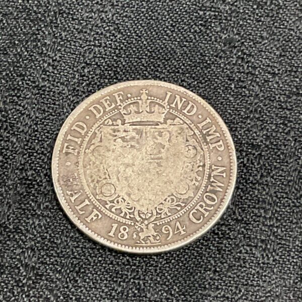 1894 Victorian half crown coin showing Queen Victoria’s portrait.