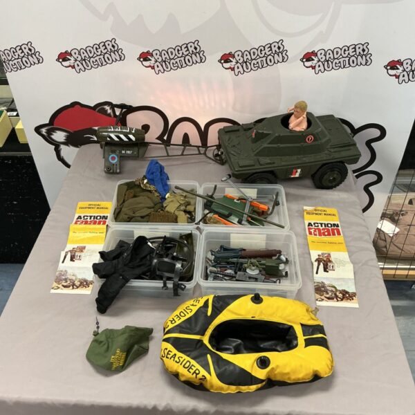Vintage Action Man accessories lot featuring the SeaSider 2 vehicle.