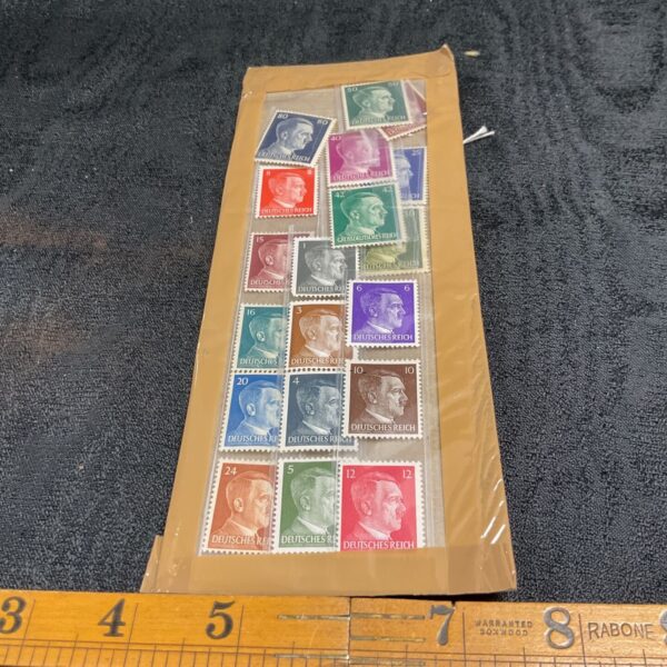 Collection of vintage Adolf Hitler postage stamps from the Third Reich.