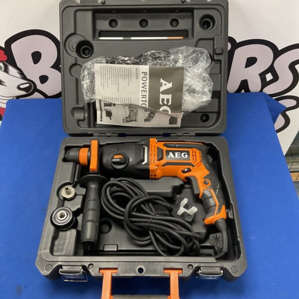 AEG KH 24 IXE hammer drill in its case, a vintage power tool.