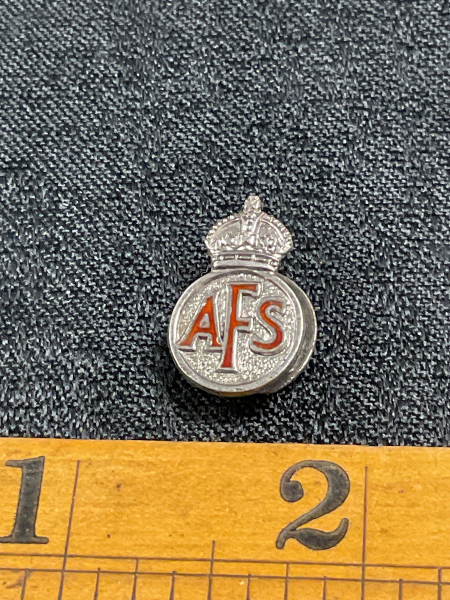 883 Sterling silver WW2 AFS Auxiliary fire service buttonhole badge