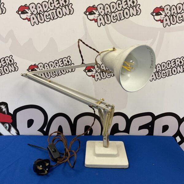 Vintage Anglepoise 1227 desk lamp with adjustable arm and cream shade.