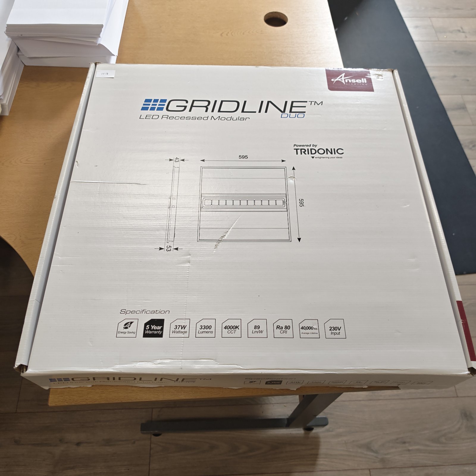 Ansell Lighting Gridline Duo LED panel light for recessed modular lighting.