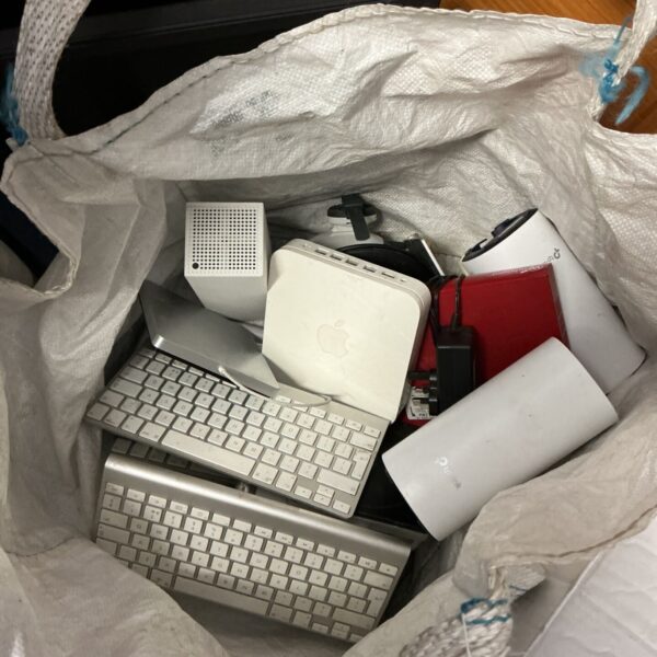 Mixed lot of vintage Apple electronics including a Mini PC.