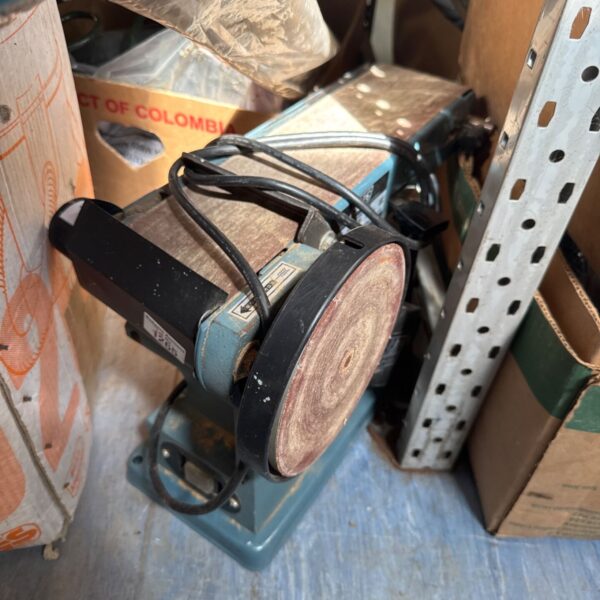 Vintage Aptc belt and wheel sander in used condition.