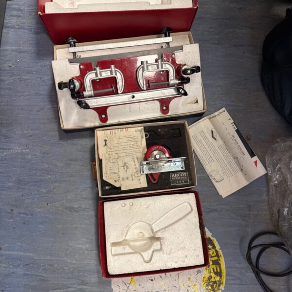 Vintage Arcoy dovetail and rabbeter machine for woodworking.