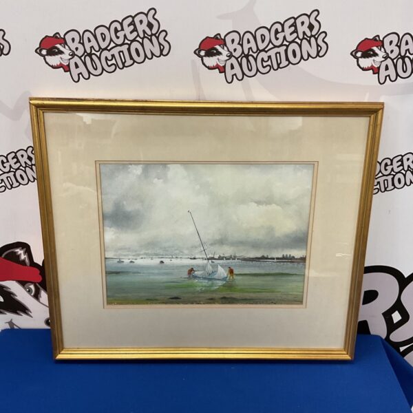 Arthur Davies watercolour painting of a nautical scene near Great Yarmouth.