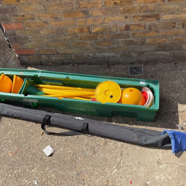First-Play athletics skill builder kit with cones and poles.