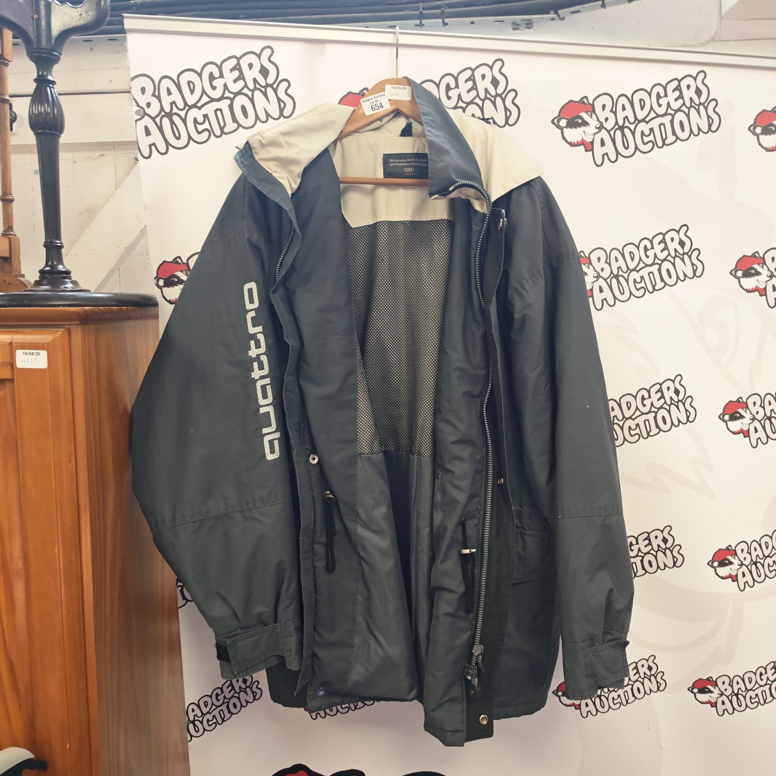Audi Quattro XL coat, branded motorsport outerwear.