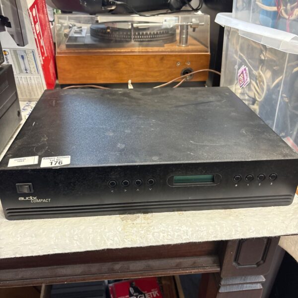 Vintage Audix Compact 2X60 audio amplifier, front view.