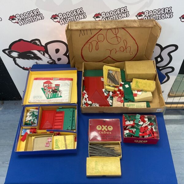Vintage Bayko building sets in original boxes, classic construction toy.