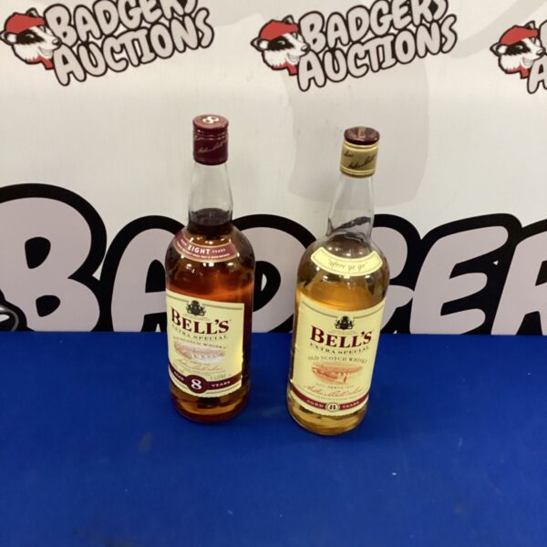 Two 1 litre bottles of Bells Scotch Whisky.