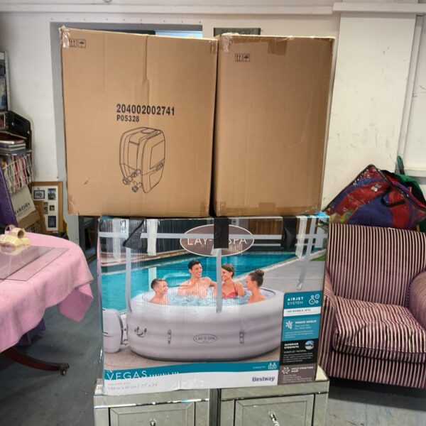 Bestway Lazy Spa PO5328 box with packaging details.