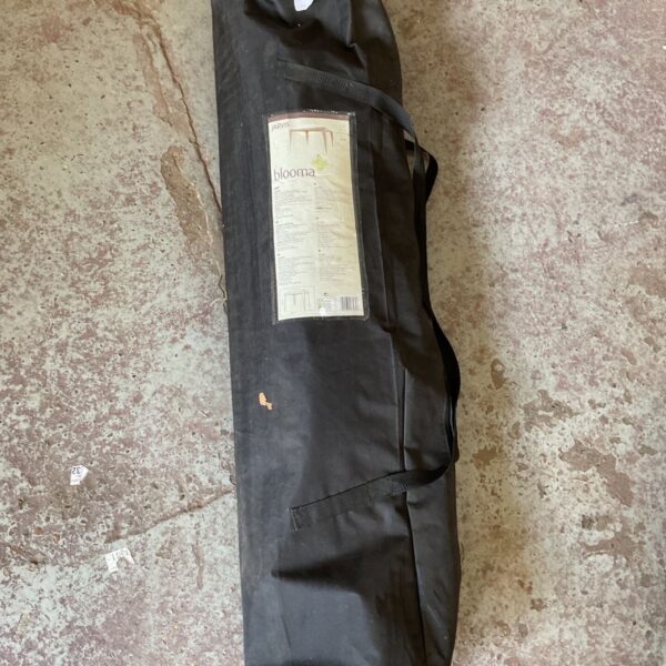 Black Blooma gazebo packaging with branding visible.
