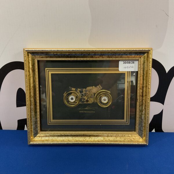 Vintage BMW motorcycle collage made from clock parts by Ken Broardbent.