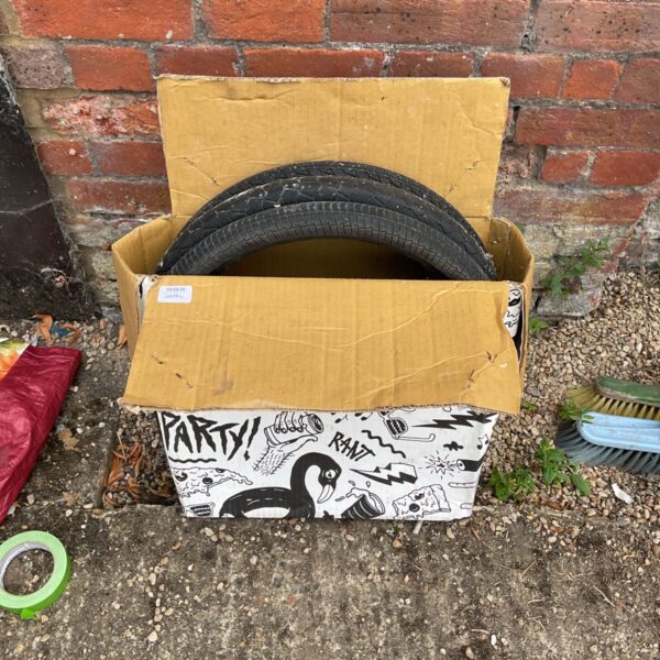 Used BMX tyres lot for bicycle repair and restoration.