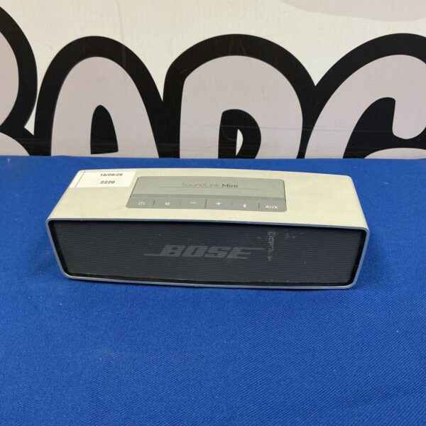 Black Bose SoundLink Mini Bluetooth speaker, portable wireless audio device.