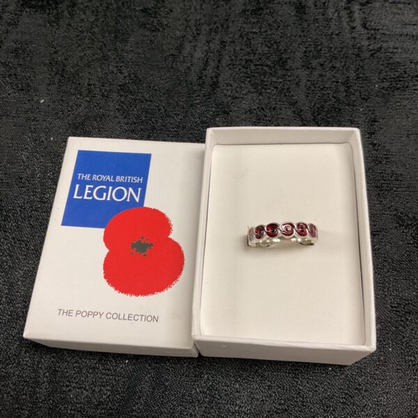 British Legion poppy ring, size N, with red enamel detail.