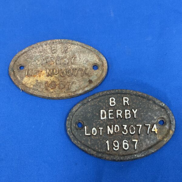 Vintage British Rail Derby plaque from 1967, railway collectable.