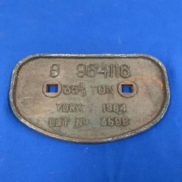 Vintage British Rail wagon plate displaying York 1984.