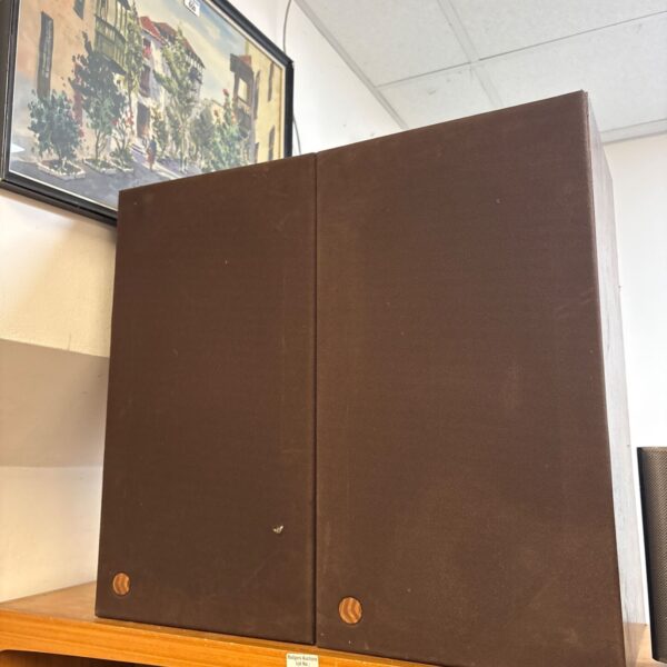 Vintage BSW Model 18 speakers with woodgrain finish.