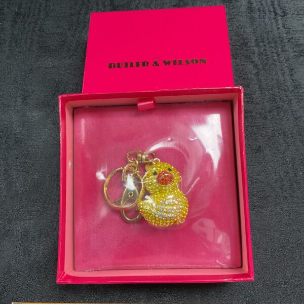 Vintage Butler & Wilson duckling keyring with crystals and enamel.