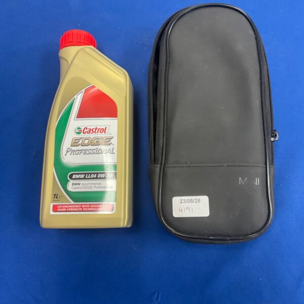 Sealed bottle of Castrol BMW Mini LL04 0W-30 engine oil.