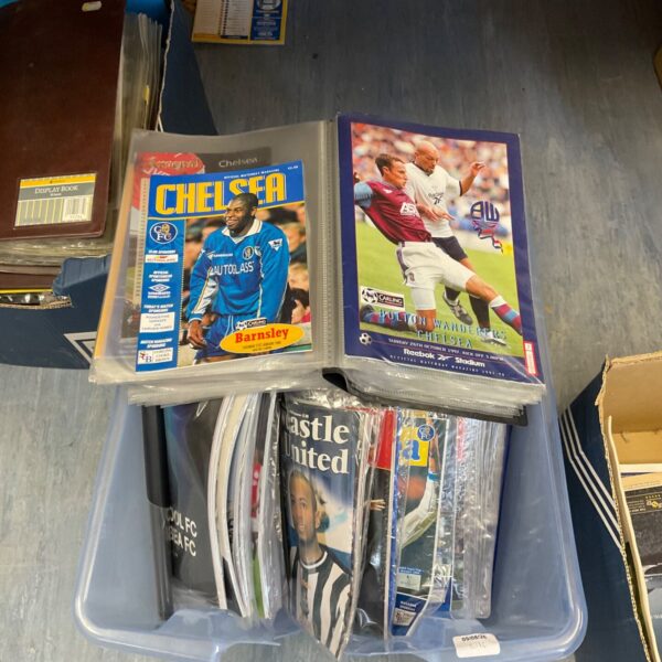 Vintage Chelsea FC football match programmes collection for collectors.