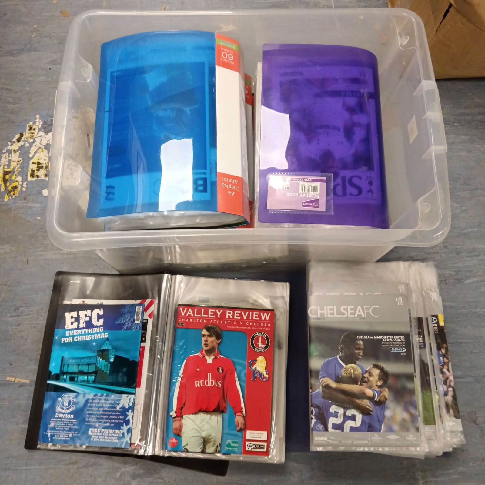 Large collection of Chelsea football programmes in binders.
