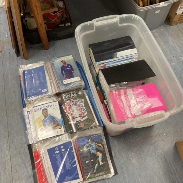Large lot of vintage Chelsea Football Club programs in folders.