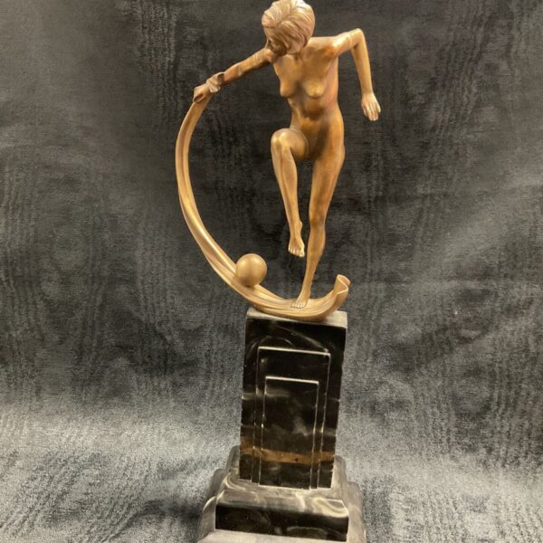 Coalport “Dance at Dawn” figurine, art deco sculpture on black base.