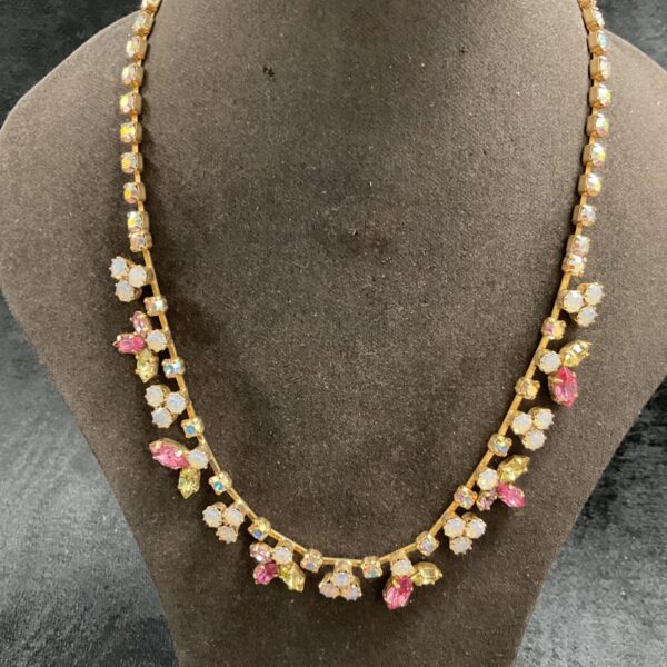 Multicoloured crystal flower necklace, Ted Baker style.