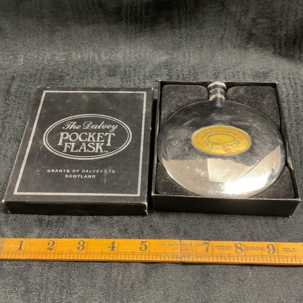 Vintage Dalvey pocket flask in stainless steel, Scottish made.