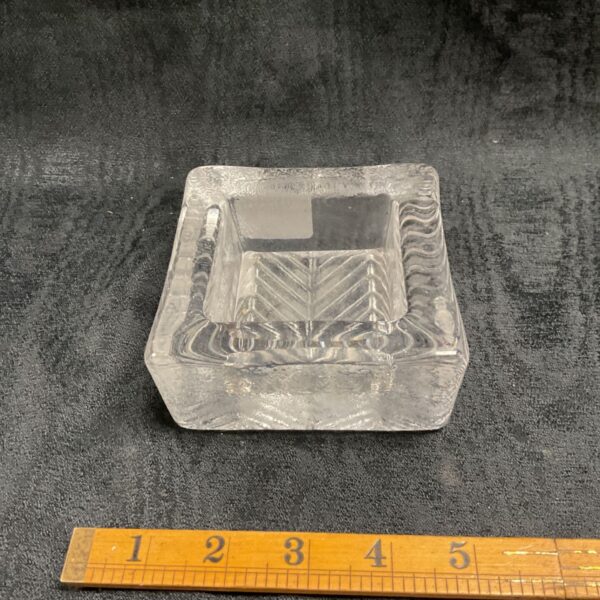 Vintage Dartington Glass chevron pin dish by Frank Thrower.
