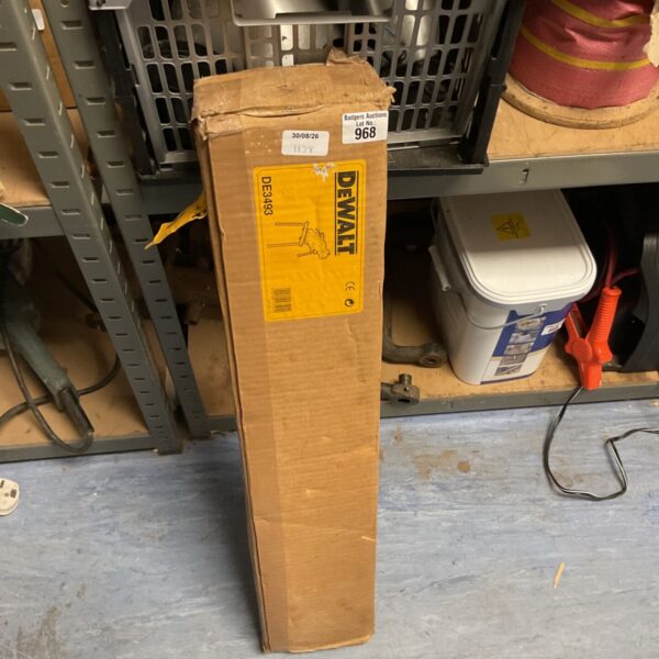 DeWalt DE3493 mitre saw stand in original box, workshop equipment.