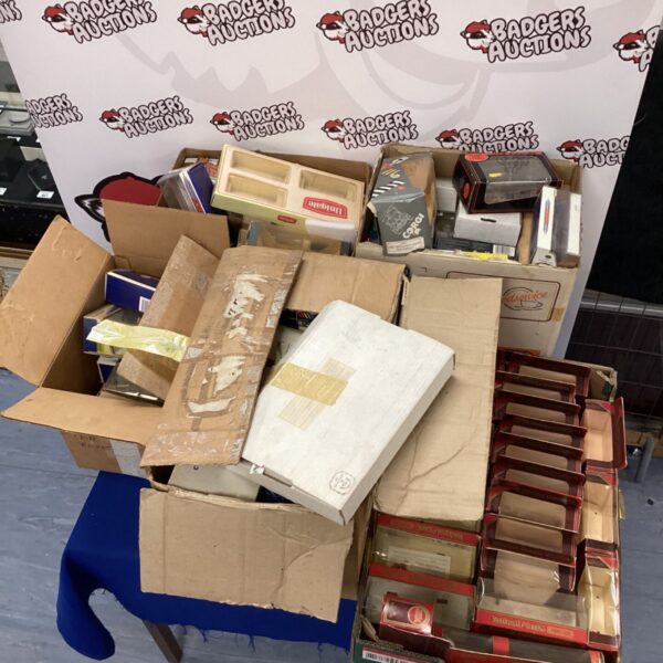 Lot of vintage diecast model boxes including Matchbox and Dinky packaging.