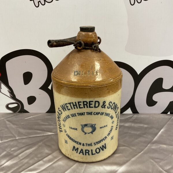 Victorian Doulton Lambeth flagon with Thomas Wethered & Sons Marlow mark.