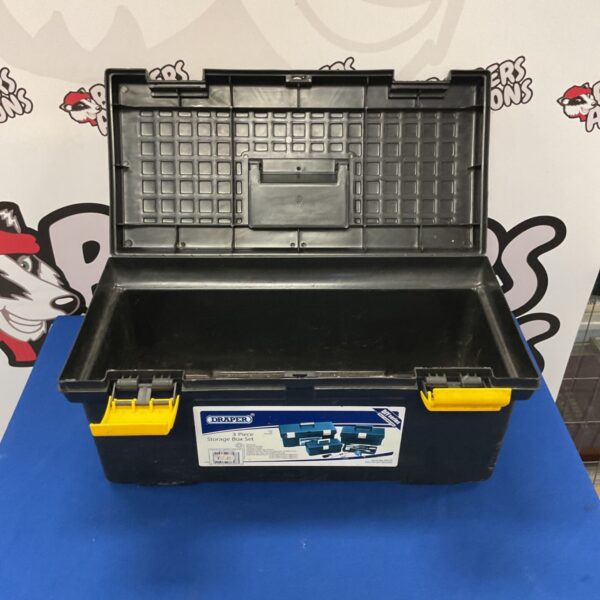 Draper plastic storage box for tools and DIY projects.