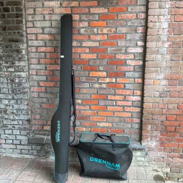 Drennan fishing holdall and rod bag, angling tackle storage.