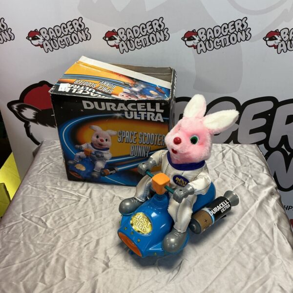 Vintage Duracell Space Scooter Bunny collectible toy.