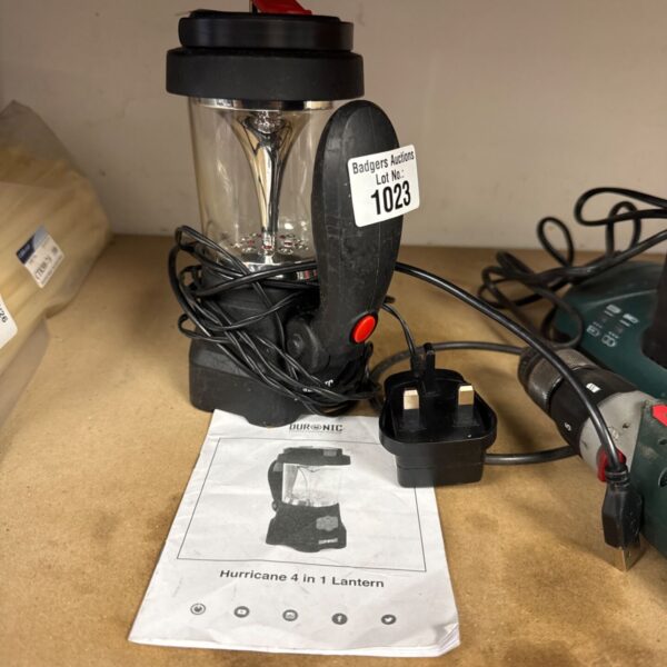 Duronic Hurricane 4 in 1 lantern, showing the plastic housing and cable.