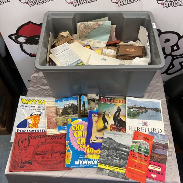 Vintage ephemera collection featuring Navy Days and circus programs.