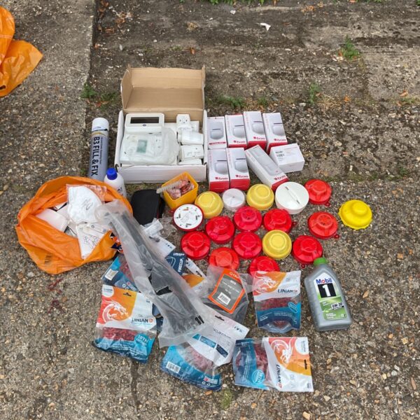 Job lot of fire alarm equipment and security system components.