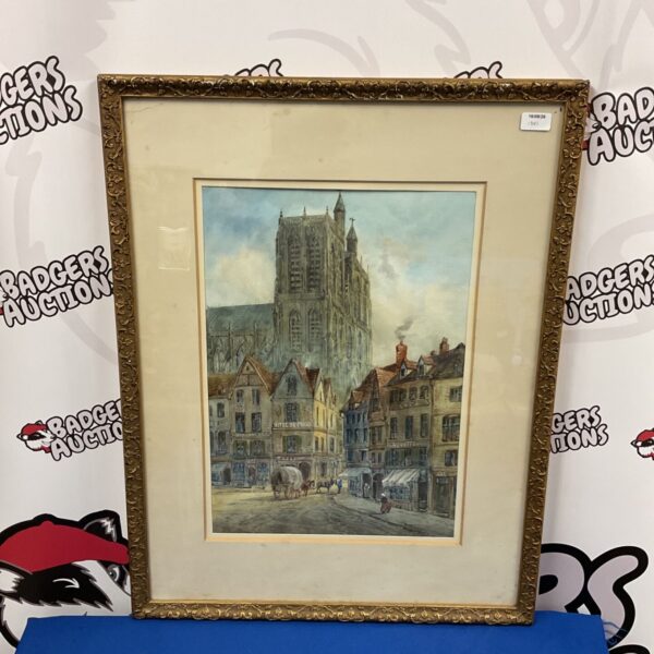 19th century Flemish cityscape watercolour painting by Jan Vann Stappen.