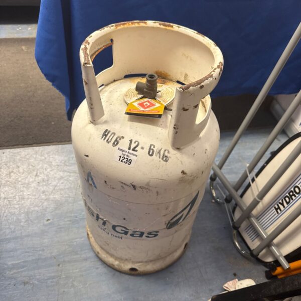 Blue Flo Gas 13kg butane gas canister for camping and barbecues.